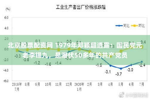 北京股票配资网 1979年邓颖超透露：国民党元老李锡九，是潜伏50多年的共产党员