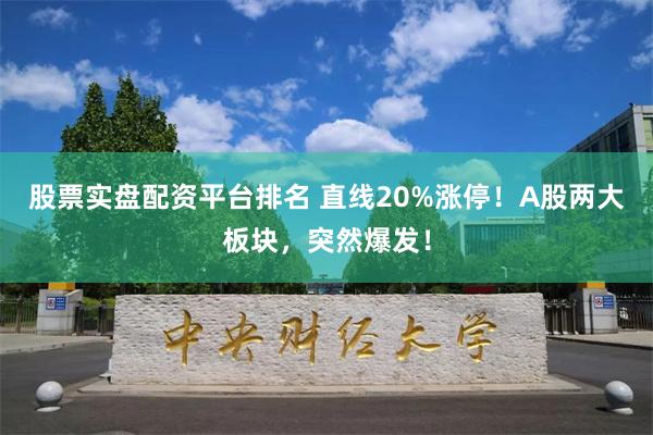 股票实盘配资平台排名 直线20%涨停！A股两大板块，突然爆发！